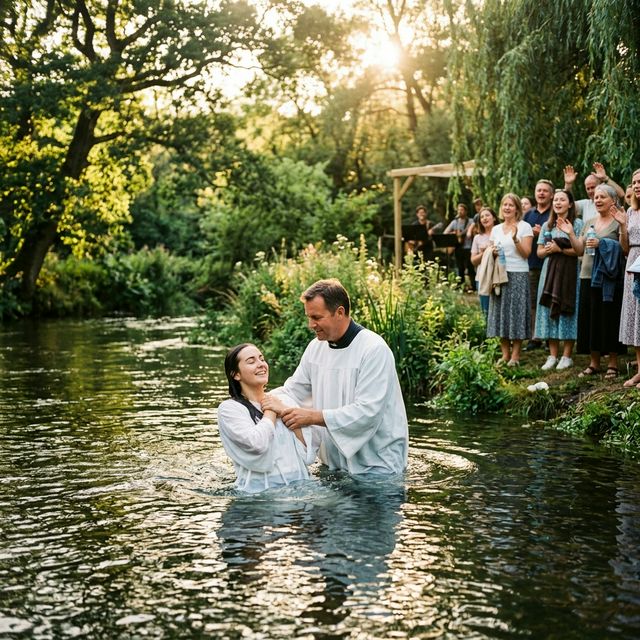 Cerimônia de batismo nas águas
